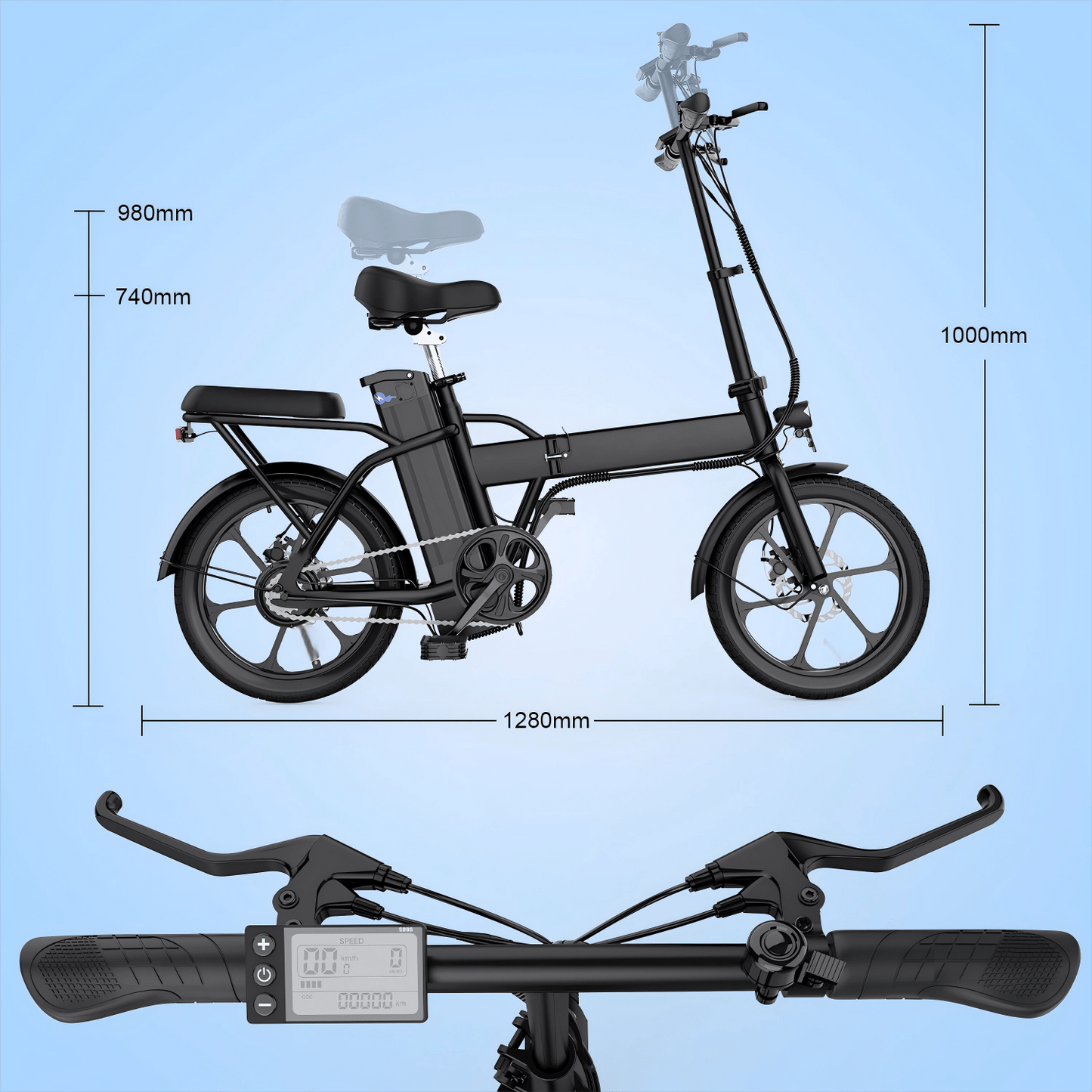 16-Zoll Faltbares E-Bike – 250W Motor | 36V 8,4Ah Akku | City Pedelec bis 25 km/h | 60 km Reichweite