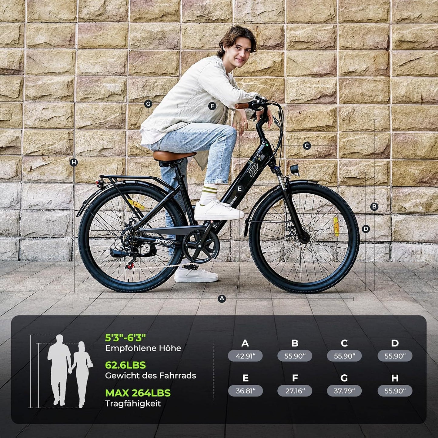 26-Zoll E-Bike – Urban. Stark. Komfortabel Elektrofahrrad für Erwachsene mit 36-monatiger Gewährleistung