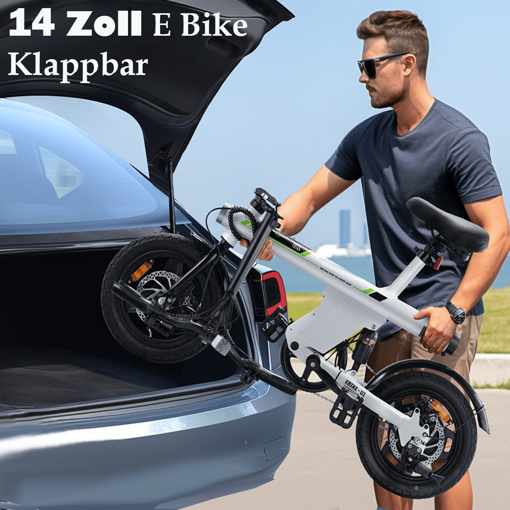 Klapprad 14-Zoll Elektrofahrrad| 250W Motor | 36V 7,8Ah Akku | Faltbares City E-Bike bis 25 km/h | Pendler-Fahrrad
