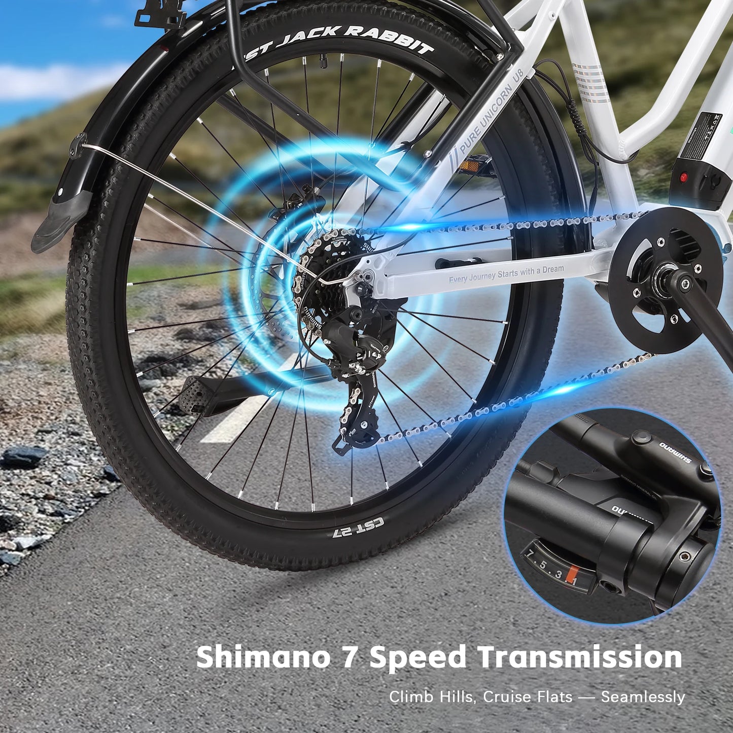 PURE UNICORN 500W Mid Drive Ebike 27,5 Zoll 35 km/h Drehmomentsensor Elektrofahrrad 48V 14Ah Samsung Batterie Rennrad für Frauen