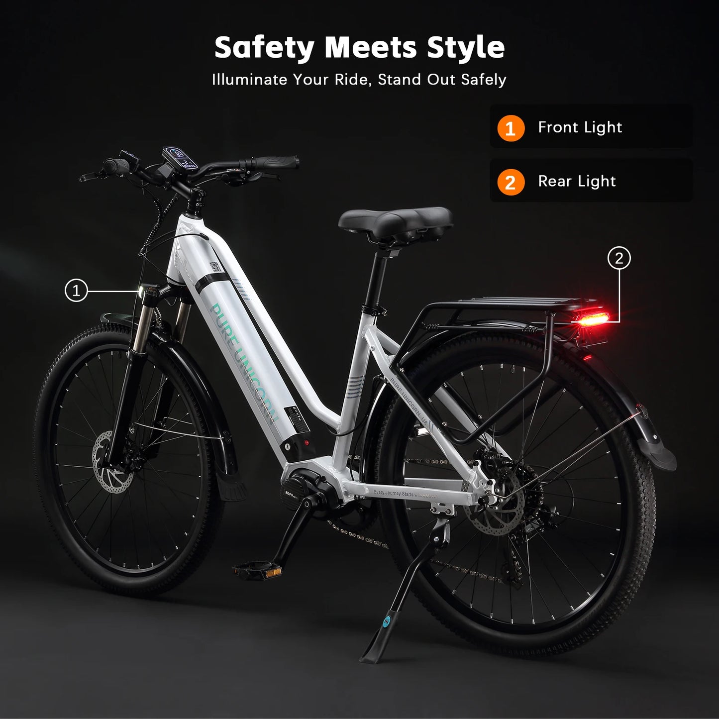 PURE UNICORN 500W Mid Drive Ebike 27,5 Zoll 35 km/h Drehmomentsensor Elektrofahrrad 48V 14Ah Samsung Batterie Rennrad für Frauen