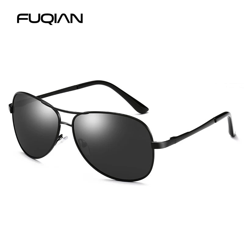 Piloten Sonnenbrille Herren Damen Polarisiert UV400 Metall Schwarz