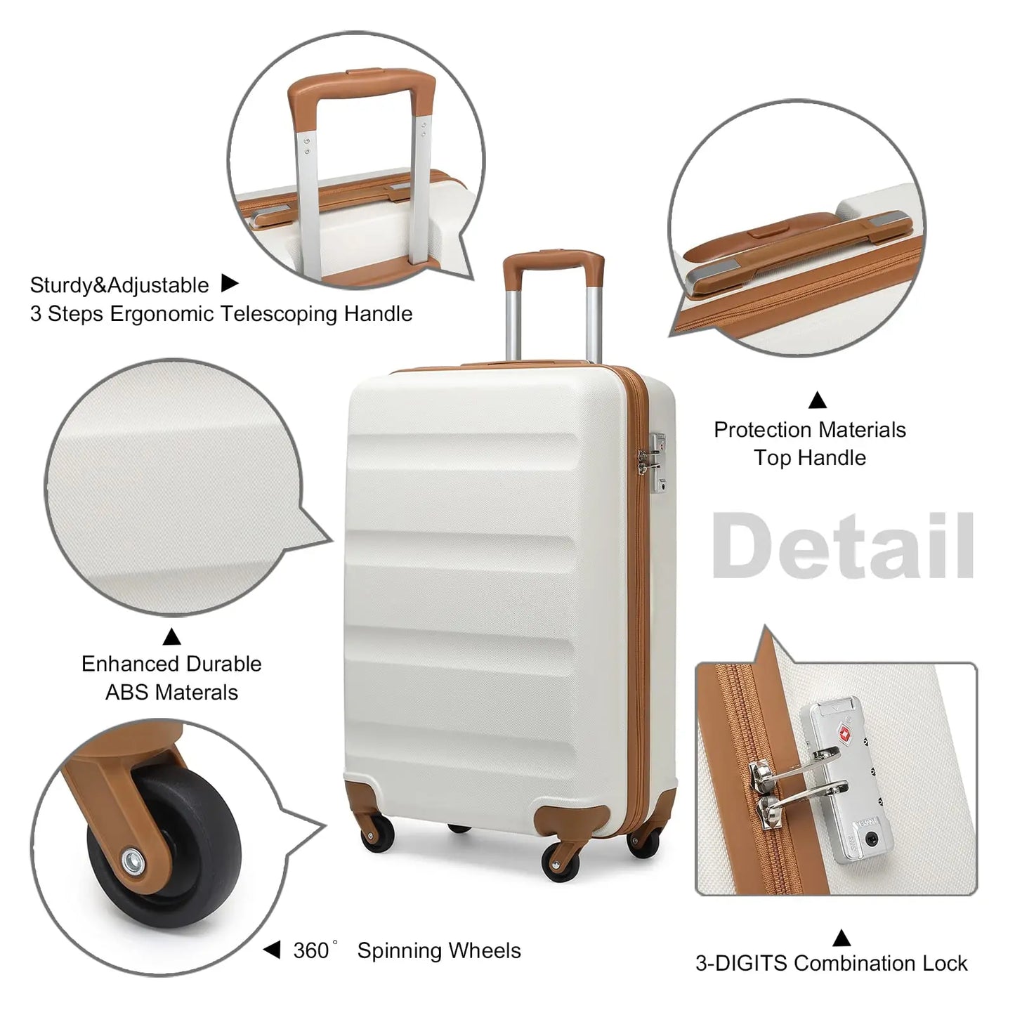 1A Reisekoffer Hartschalenkoffer Trolley ABS Material & TSA- Schloss