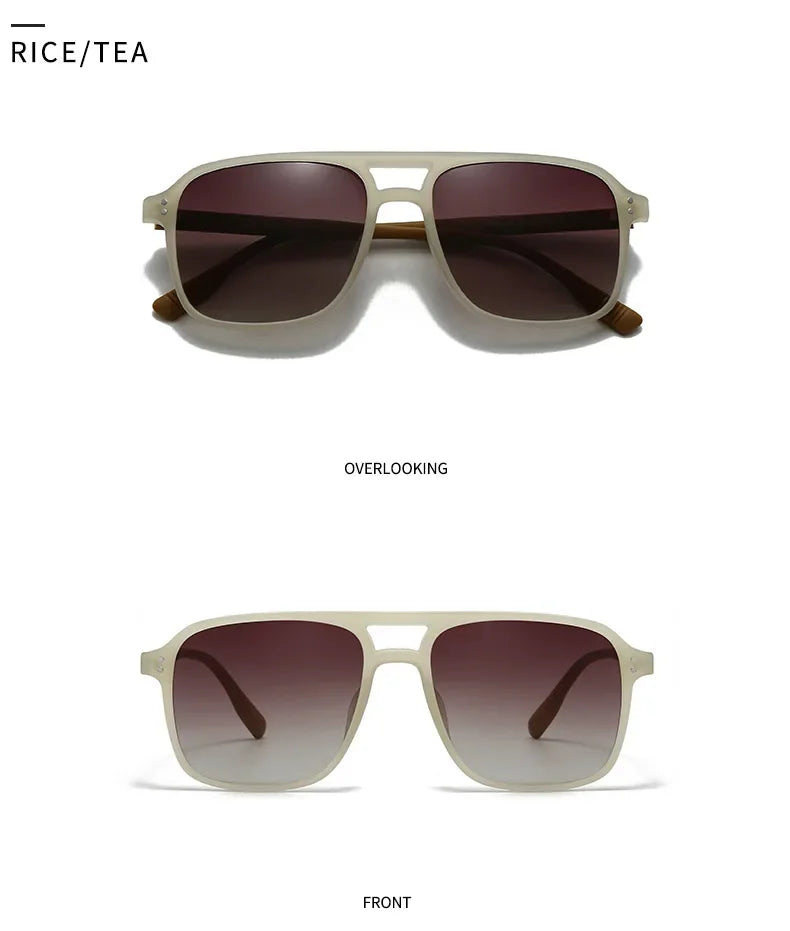 Retro Sonnenbrille für Damen & Herren | Doppel-Brücke Design, UV400 Schutz, Vintage Gradient Shades