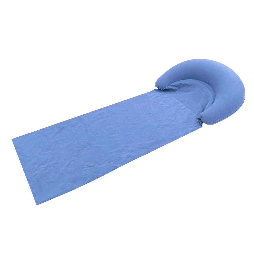 1 Stück Aufblasbare Strandmatte mit Kissen, beflocktes PVC, aufblasbare Outdoor-Schlafmatte, tragbare Matratze für Wandern und Camping