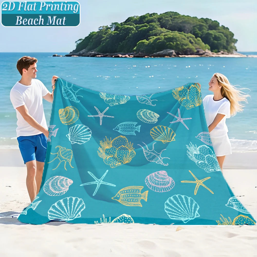 1-teiliges Set, Sommer-Strandmatte für draußen, inklusive 4 Bodenheringen, einzigartiges Druckdesign, lichtbeständig, leicht, schnell trocknend, einfach zu transportieren, wind- und sanddicht, modische und trendige Outdoor