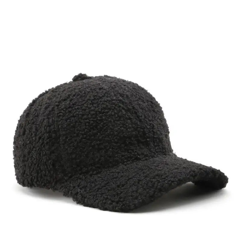 Baseball Cap warme Plüsch Kappe aus Kunstlammwolle | Verstellbare Mütze für Herbst & Frühling