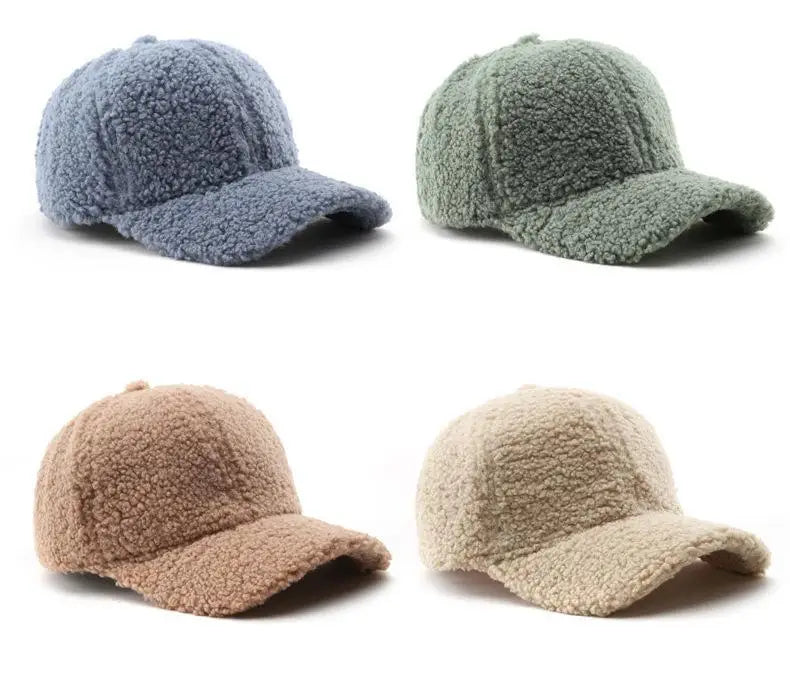 Baseball Cap warme Plüsch Kappe aus Kunstlammwolle | Verstellbare Mütze für Herbst & Frühling