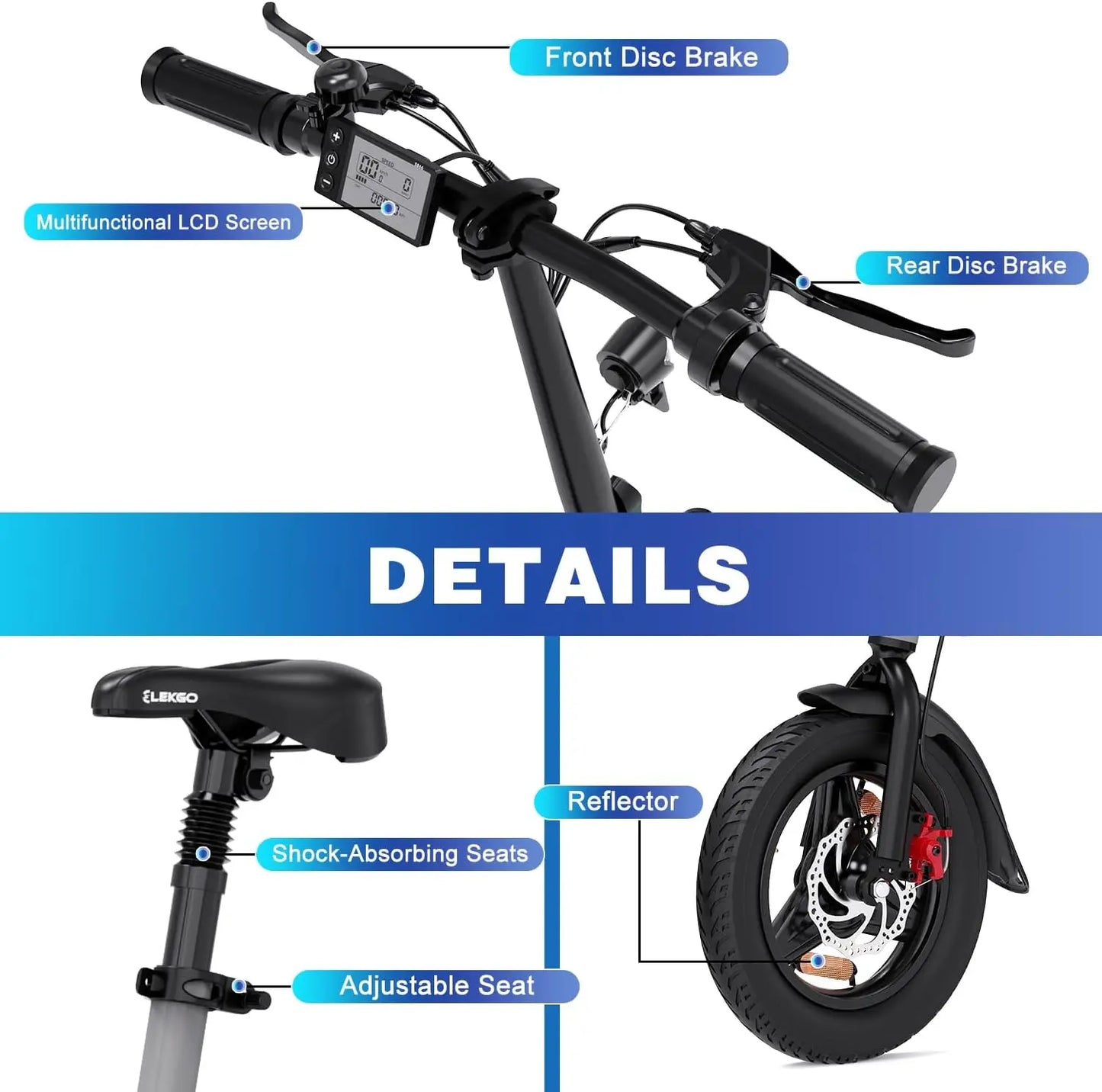 Kompaktes 14" Falt-E-Bike mit 250W Motor & LCD-Display – Leichtes City E-Bike für Erwachsene & Jugendliche