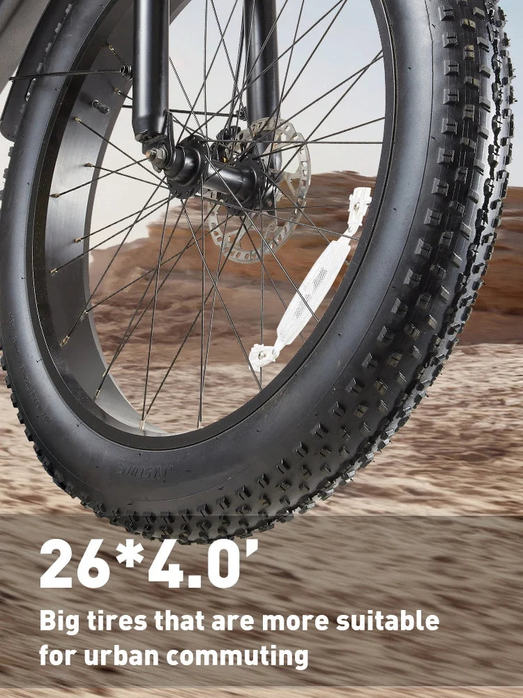 Elektro-Mountainbike – 250/1000W Power, 48V 20Ah Akku, 26" Fatbike mit 36-monatiger Gewährleistung