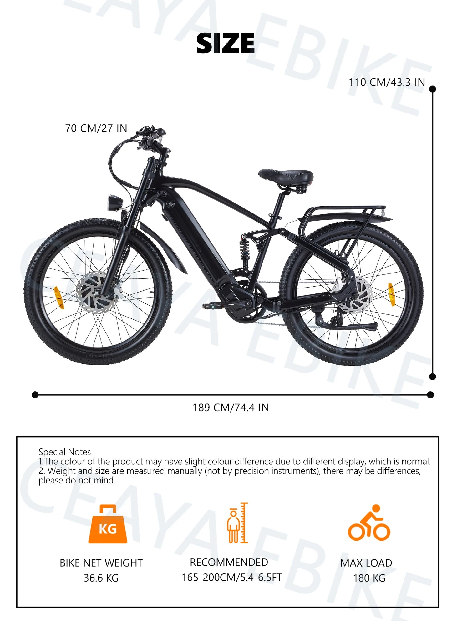 26-Zoll Power E-Mountainbike für Erwachsene 2000W Fat Tire E-Bike Dual Motor Hydraulic Brake - mit 36-monatiger Gewährleistung