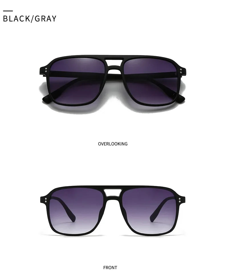 Retro Sonnenbrille für Damen & Herren | Doppel-Brücke Design, UV400 Schutz, Vintage Gradient Shades