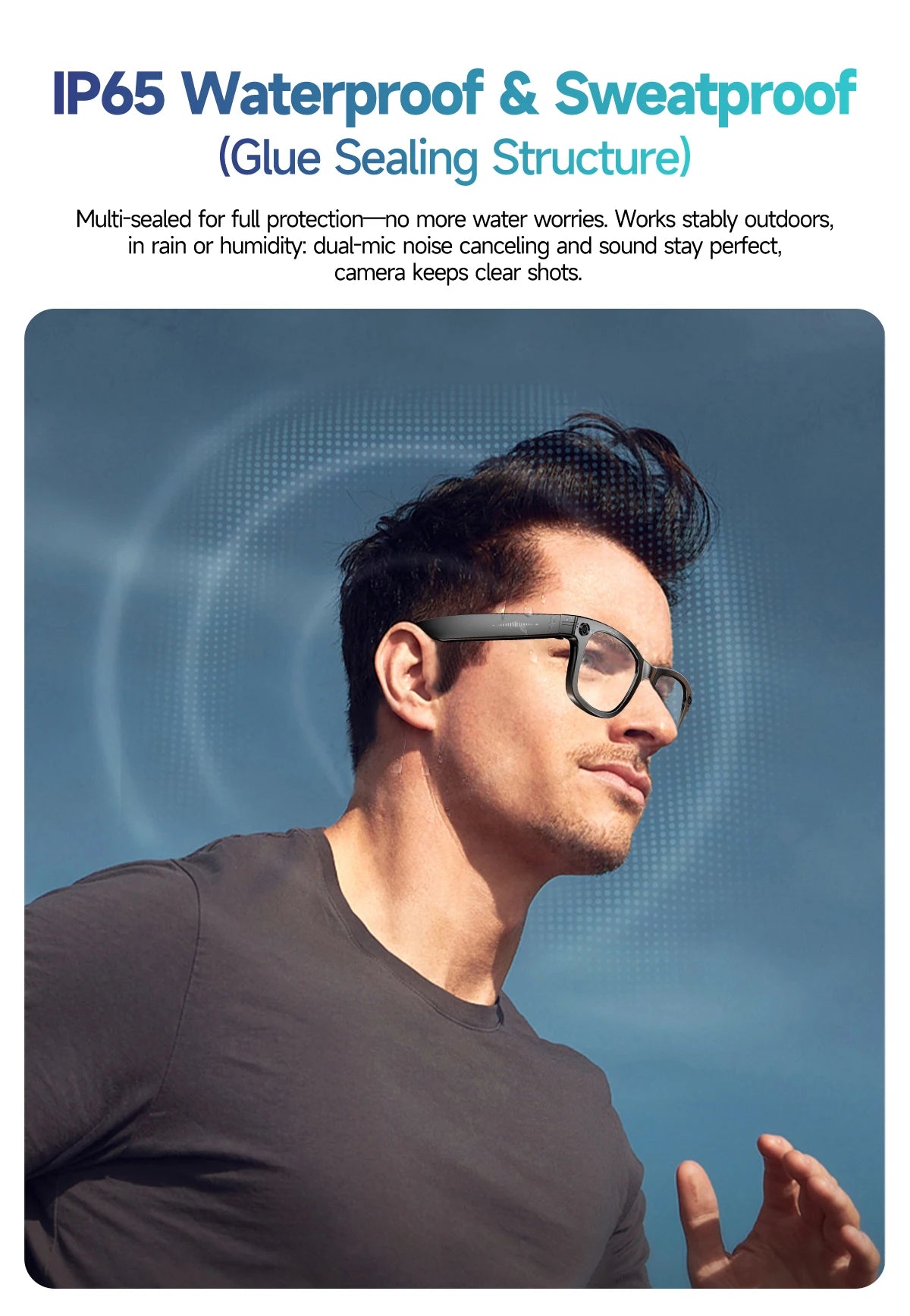 Intelligente Bluetooth-Brille mit Kamera, Videoaufnahme, Sprachsteuerung & KI-Übersetzung. Für Alltag & Action