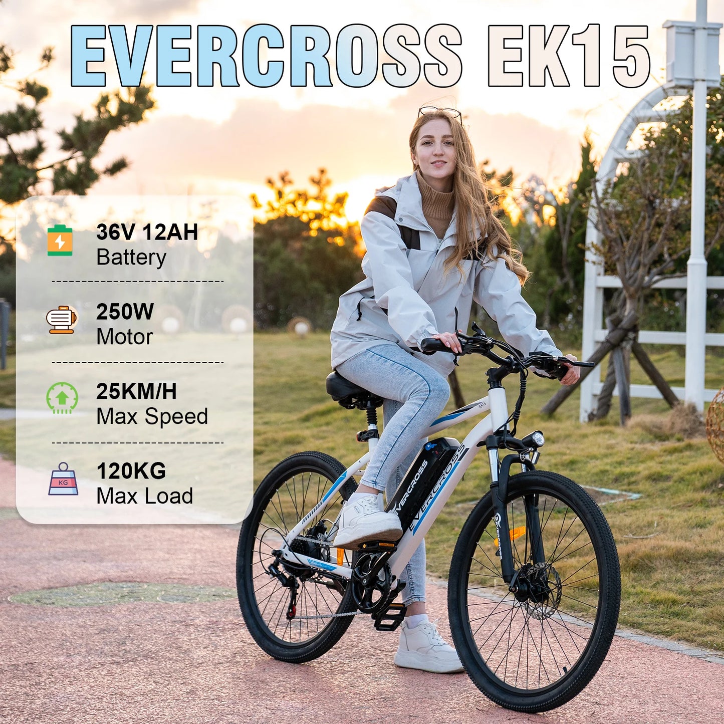 26-Zoll Elektrofahrrad für Erwachsene 7-Gang E- Mountainbike mit 250W Motor