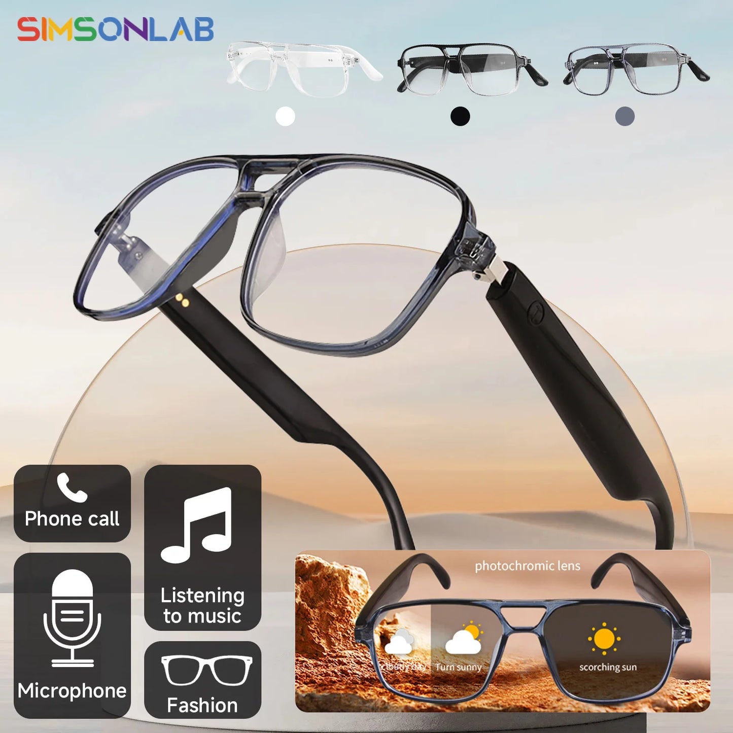 Smart Audio-Brille mit Farbwechsel & Bluetooth 5.4