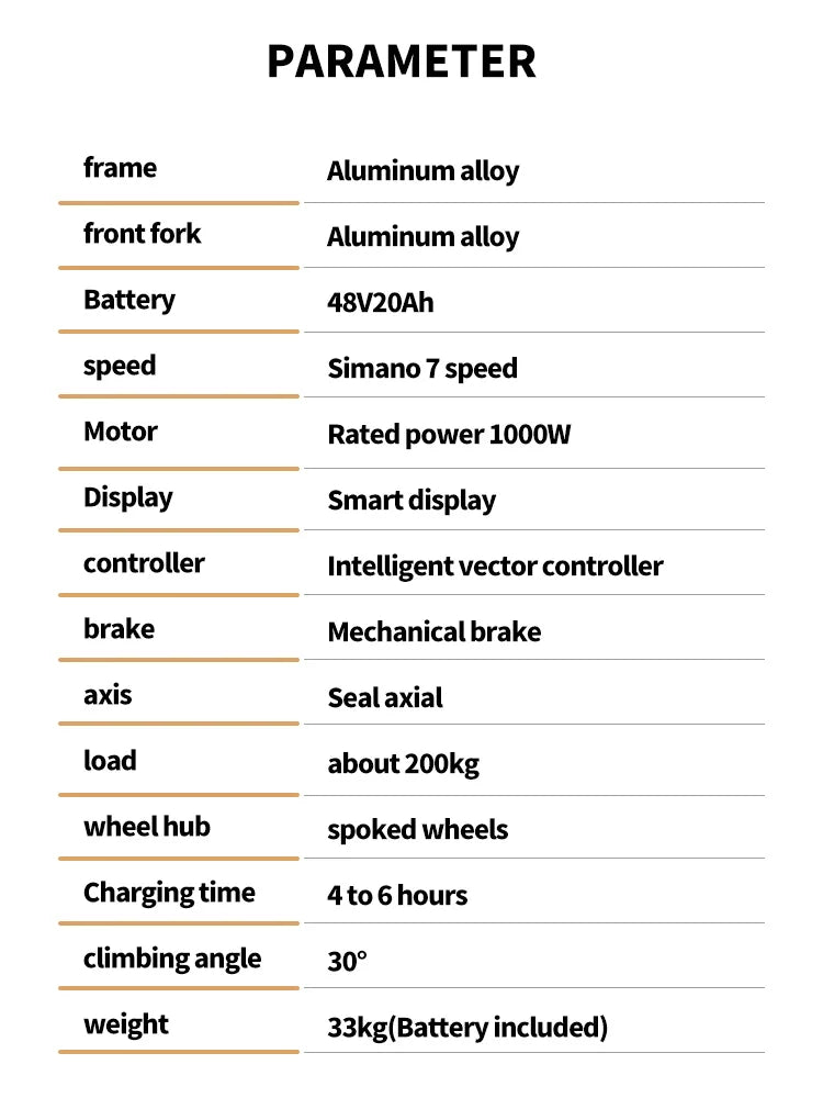 Elektro-Mountainbike – 250/1000W Power, 48V 20Ah Akku, 26" Fatbike mit 36-monatiger Gewährleistung