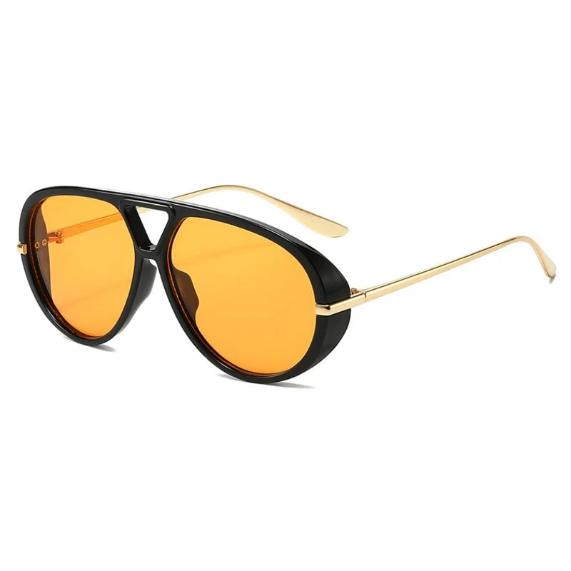 Oversize Pilotensonnenbrille Damen Oval UV400 Retro Punk Vintage Trend