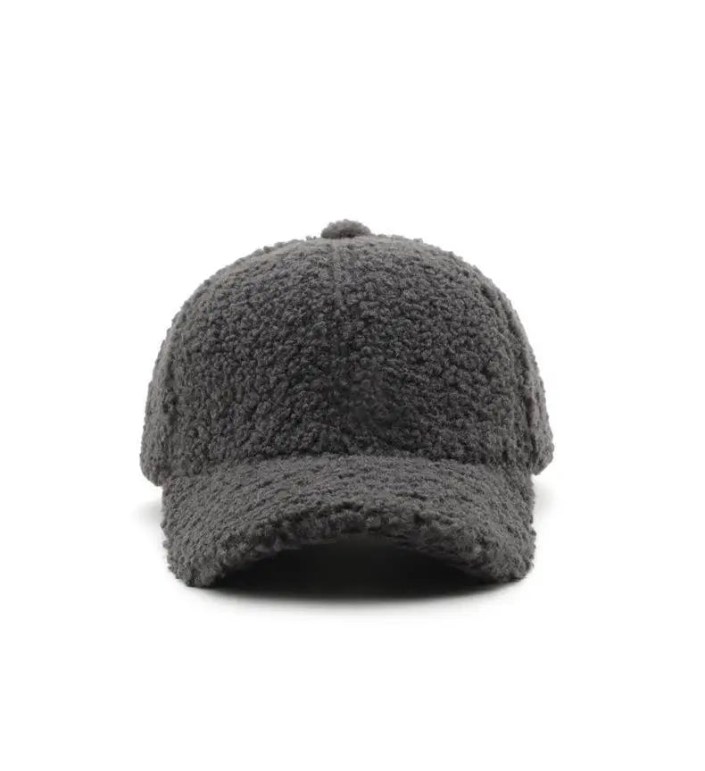 Baseball Cap warme Plüsch Kappe aus Kunstlammwolle | Verstellbare Mütze für Herbst & Frühling