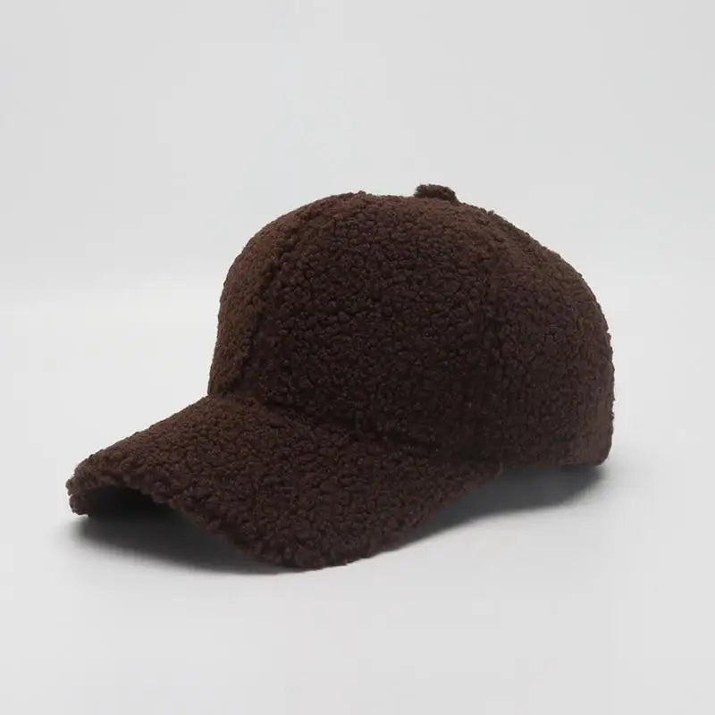 Baseball Cap warme Plüsch Kappe aus Kunstlammwolle | Verstellbare Mütze für Herbst & Frühling