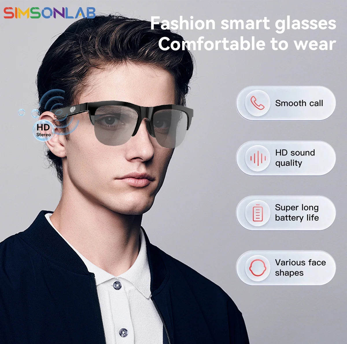 AI Smart-Brille mit Übersetzung, HIFI-Sound & Touch-Steuerung