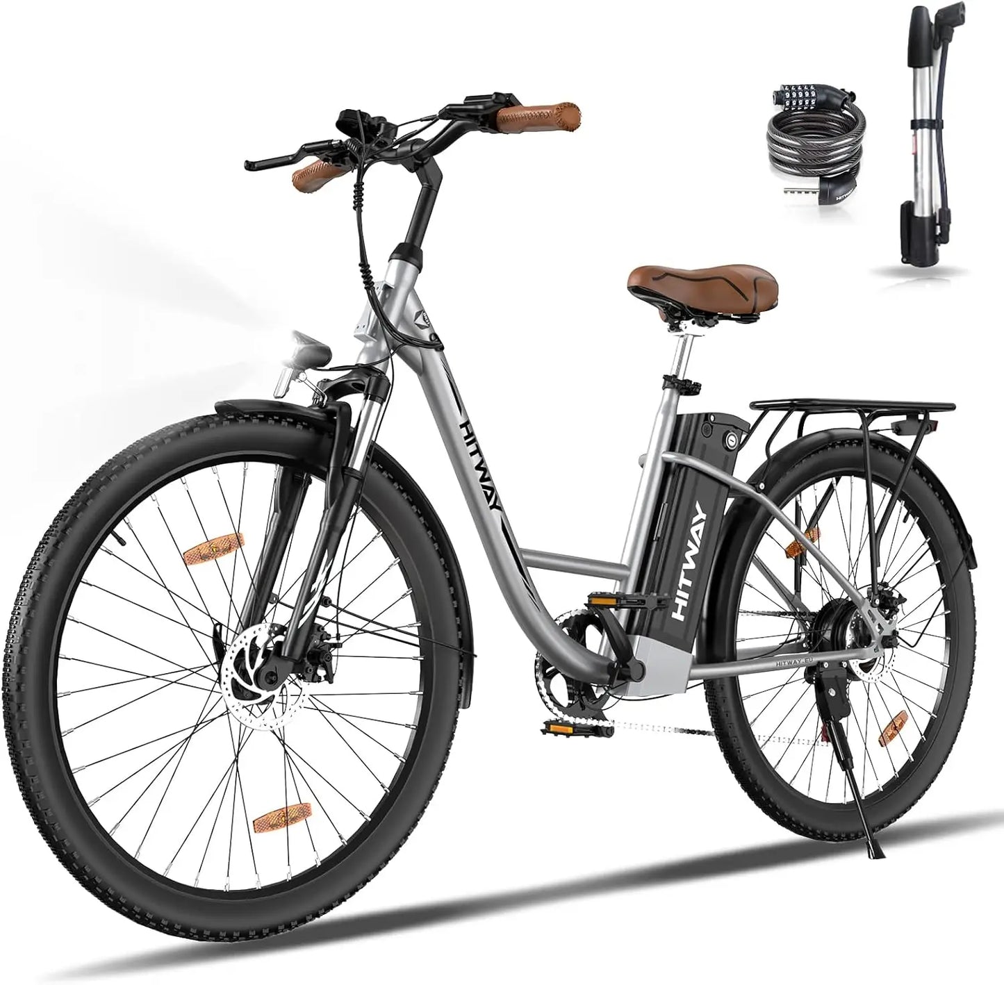 E-Bike 28 Zoll City- & Trekkingfahrrad 250W Motor, 36V 13Ah Akku (bis 90 km Reichweite) mit LCD-Display, 7-Gang Shimano & Stoßdämpfung