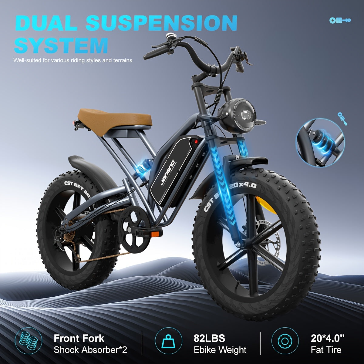 20-Zoll E-Fatbike mit kraftvollem 250W Motor, 48V Akku & dicken 4"-Reifen und mit 36-monatiger Gewährleistung
