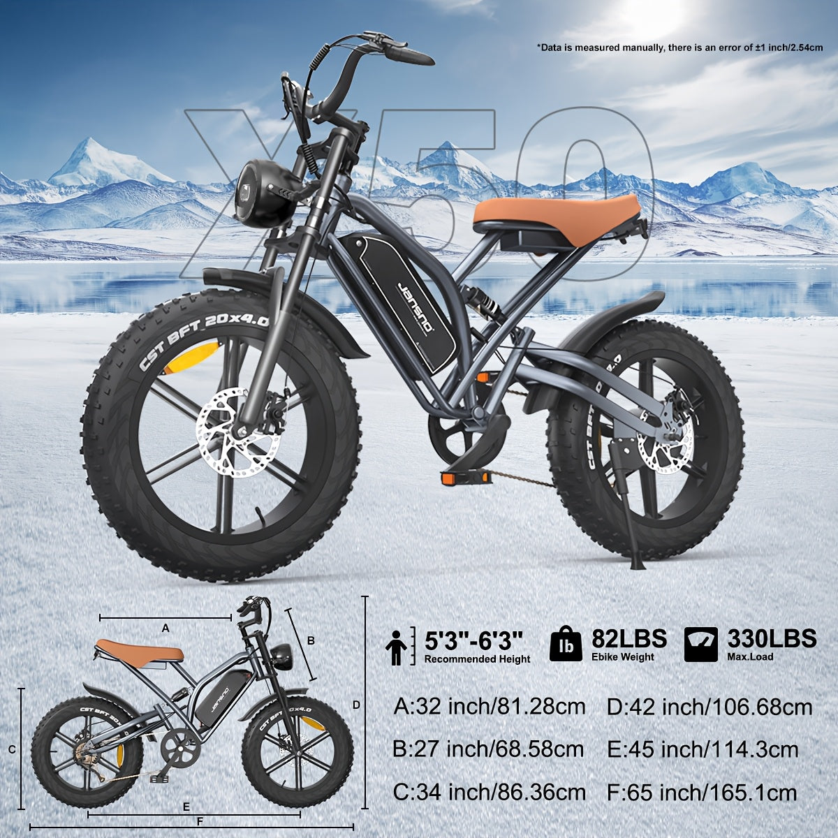 20-Zoll E-Fatbike mit kraftvollem 250W Motor, 48V Akku & dicken 4"-Reifen und mit 36-monatiger Gewährleistung