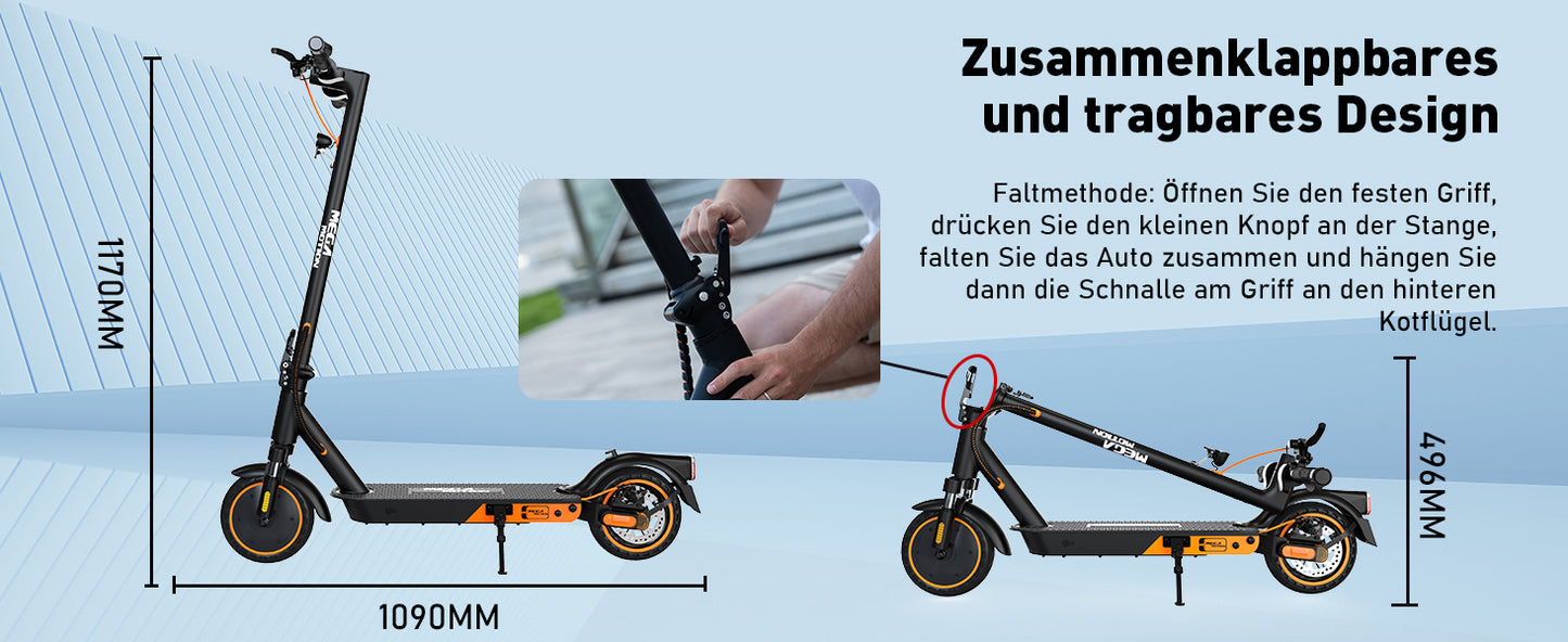 MEGA MOTION E-Scooter, 400W Motor 7,8 Ah Akku – Der perfekte Begleiter für deinen Alltag inkl. 36-monatiger Gewährleistung