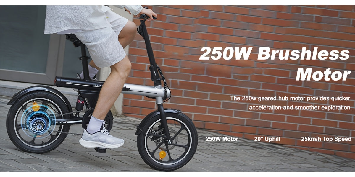 16-Zoll Mini-E-Klapprad mit 250W Motor, 12,8Ah, bis 60 km Reichweite - mit 36-monatiger Gewährleistung