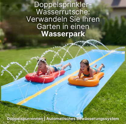 2-fach aufblasbare Wasserbahn Wasserrutsche +Sprinkler 790cm inkl. Gleitmatten Garten Kinder