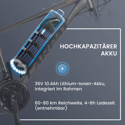 27,5" E-Mountainbike im sportlichen Design für Erwachsene, 36V 10.4Ah, 21-Gang
