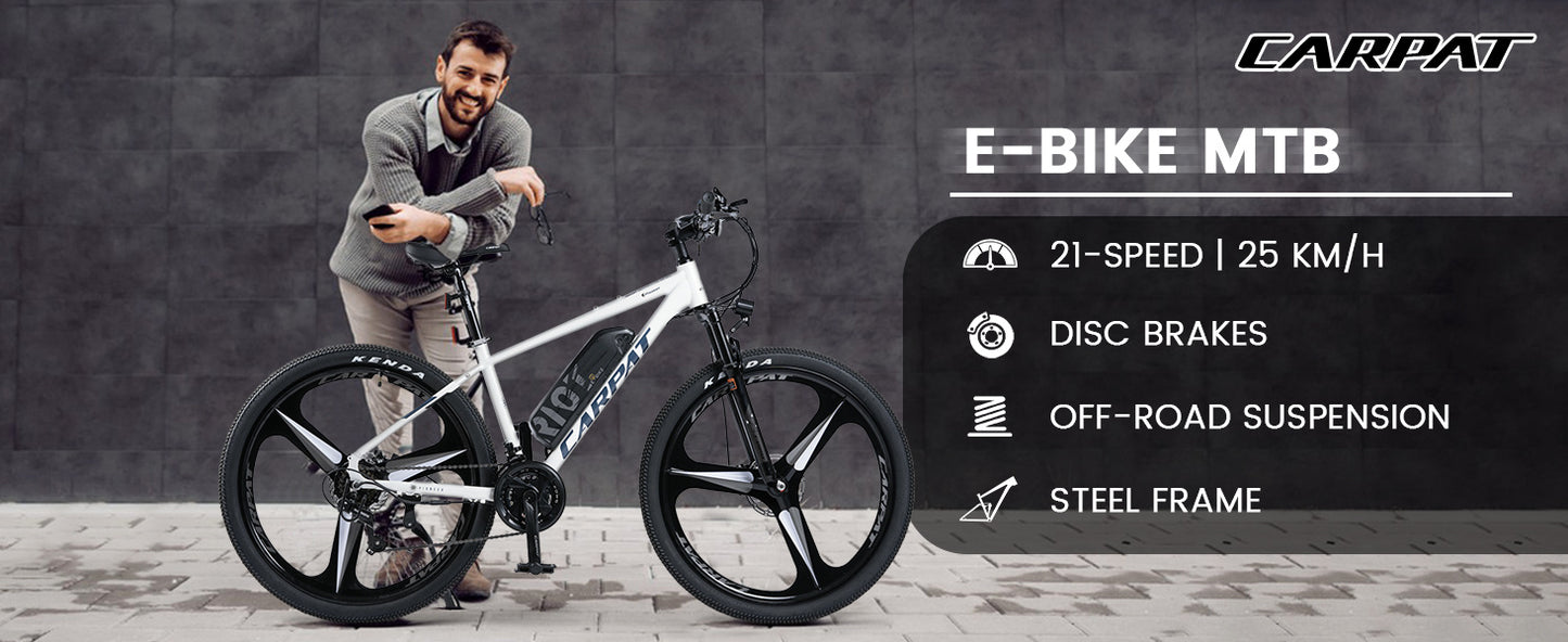 27,5" E-Mountainbike im sportlichen Design für Erwachsene, 36V 10.4Ah, 21-Gang