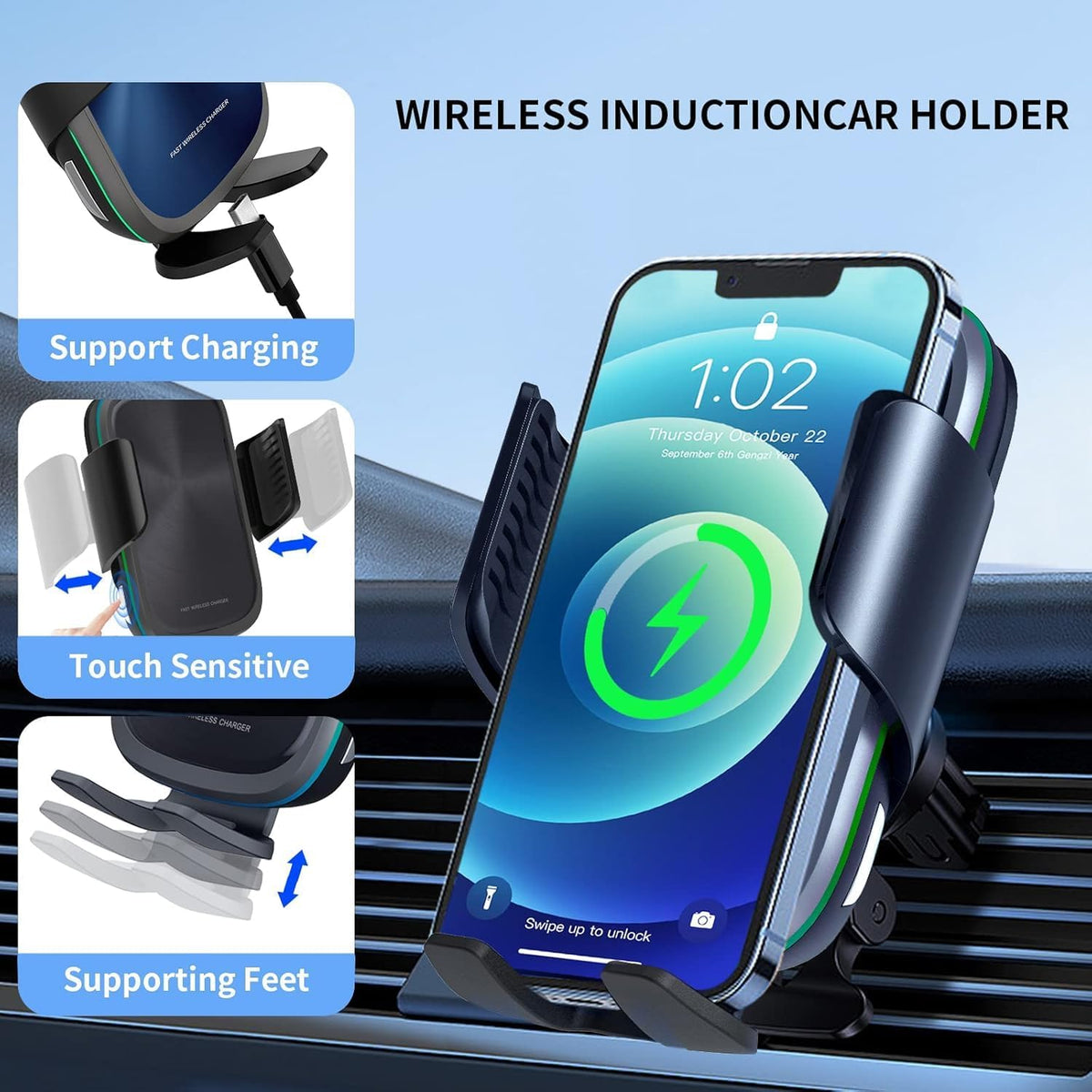 Auto Handyhalterung Mit Wireless Charger 15W, KFZ Halterung Für Smartphones