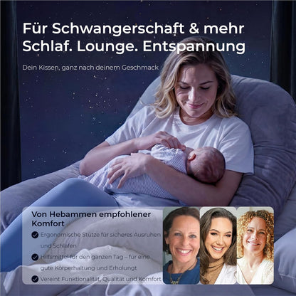 Momcozy U-Lite Schwangerschaftskissen Kristallvelours 130Cm Grau | Seitenschläferkissen, Abnehmbarer Kristallvelours-Bezug, Maschinenwaschbar, Platzsparend, 130 Cm, OEKO-TEX Zertifiziert