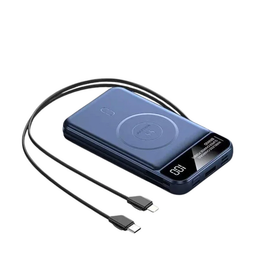 Powerbank 50000 mAh mit Magnetischer & Kabelloser Aufladung + Integrierte Kabel