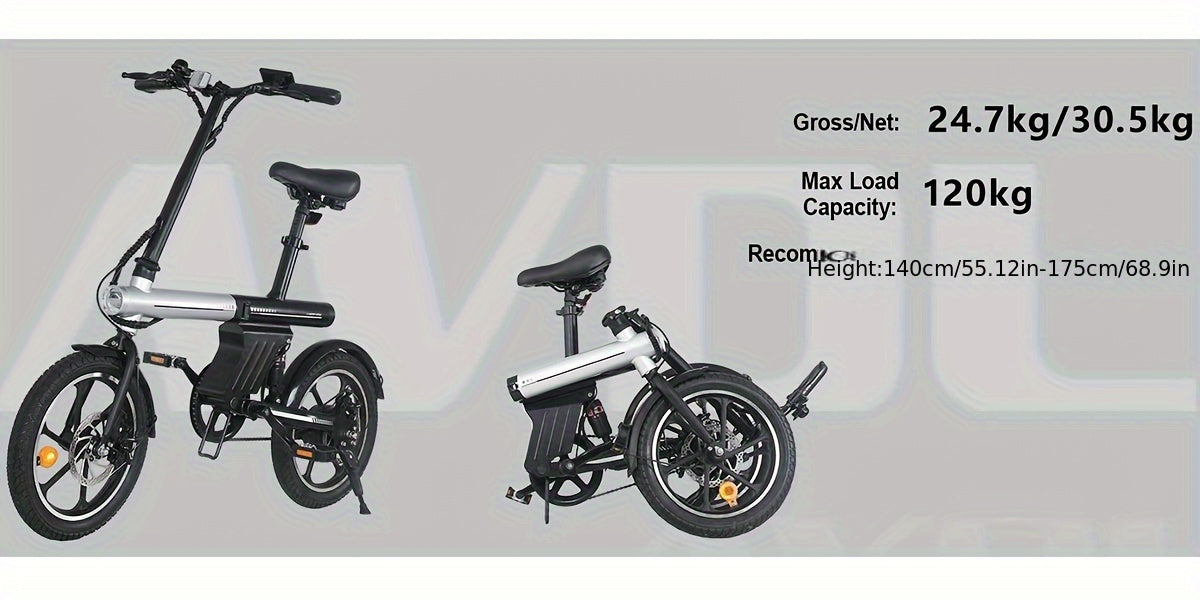 16-Zoll Mini-E-Klapprad mit 250W Motor, 12,8Ah, bis 60 km Reichweite - mit 36-monatiger Gewährleistung