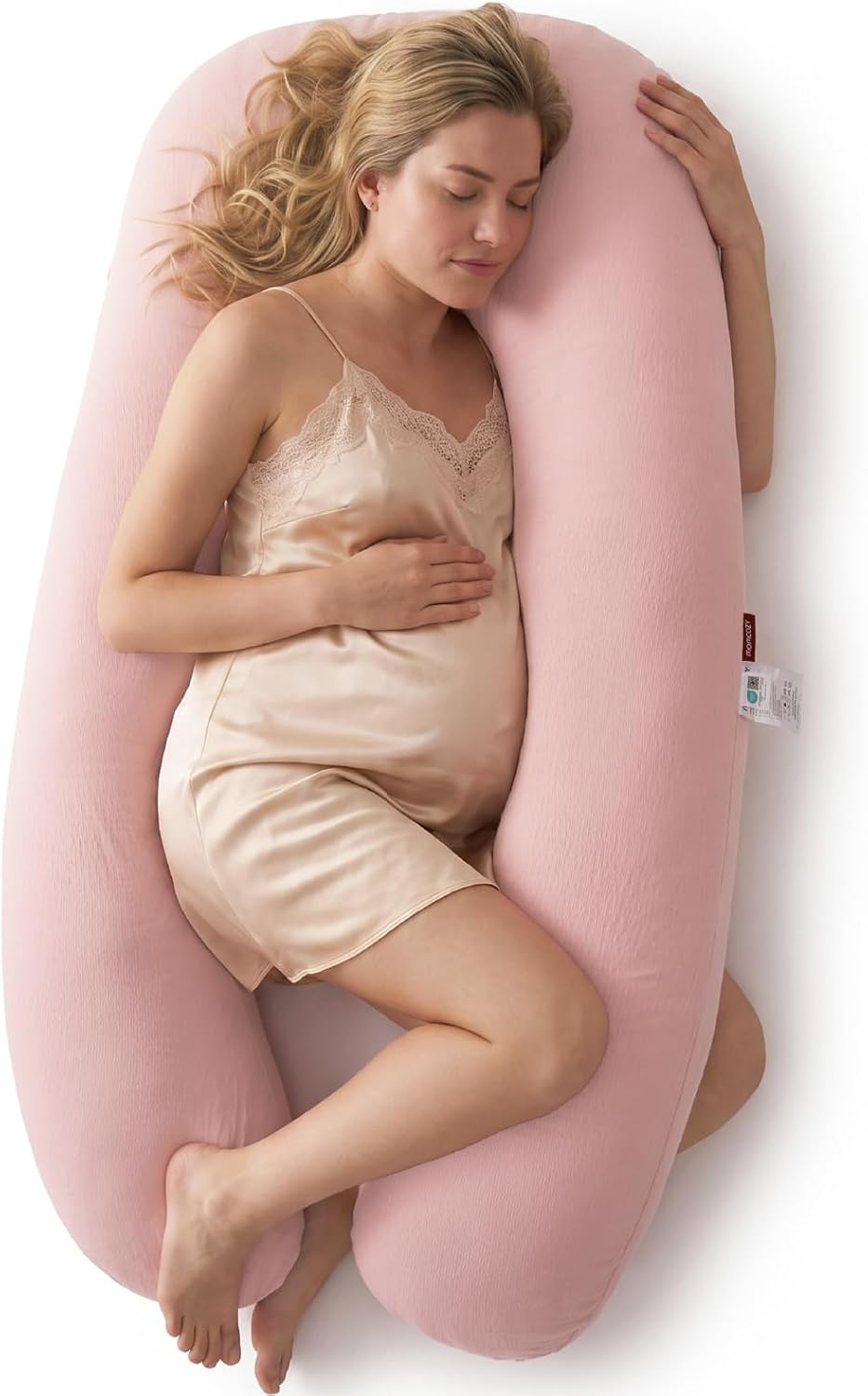 Momcozy U-Lite Schwangerschaftskissen Kristallvelours 130Cm Grau | Seitenschläferkissen, Abnehmbarer Kristallvelours-Bezug, Maschinenwaschbar, Platzsparend, 130 Cm, OEKO-TEX Zertifiziert