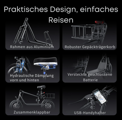 Premium Elektroroller e- Scooter mit Starker Leistung, smarte Technik und 36-monatiger Gewährleistung