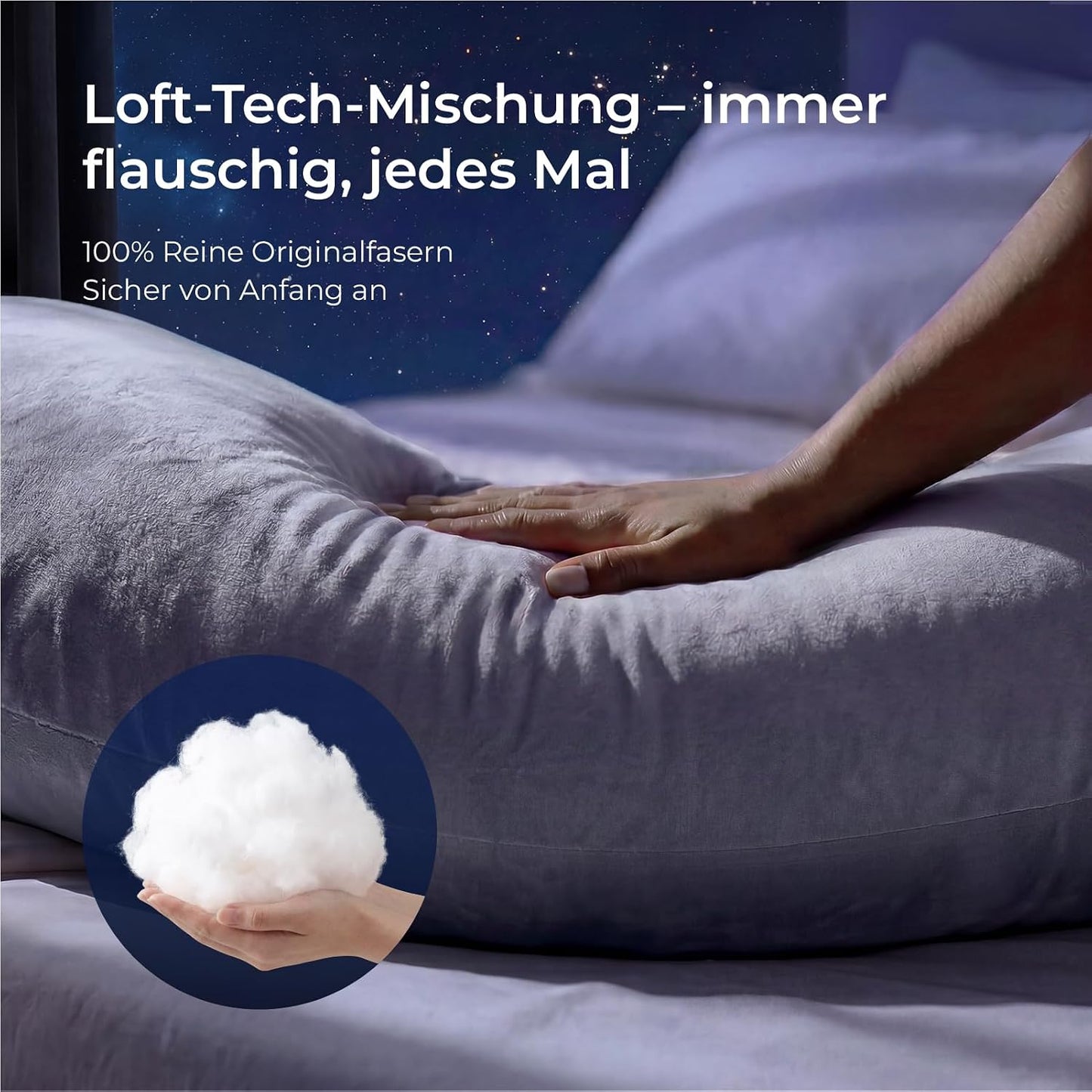 Momcozy U-Lite Schwangerschaftskissen Kristallvelours 130Cm Grau | Seitenschläferkissen, Abnehmbarer Kristallvelours-Bezug, Maschinenwaschbar, Platzsparend, 130 Cm, OEKO-TEX Zertifiziert
