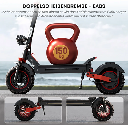 11-Zoll Hochmoderner iScooter Elektroroller, e- Scooter 45 km/h, 65km Reichweite, mit 36-monatiger Gewährleistung