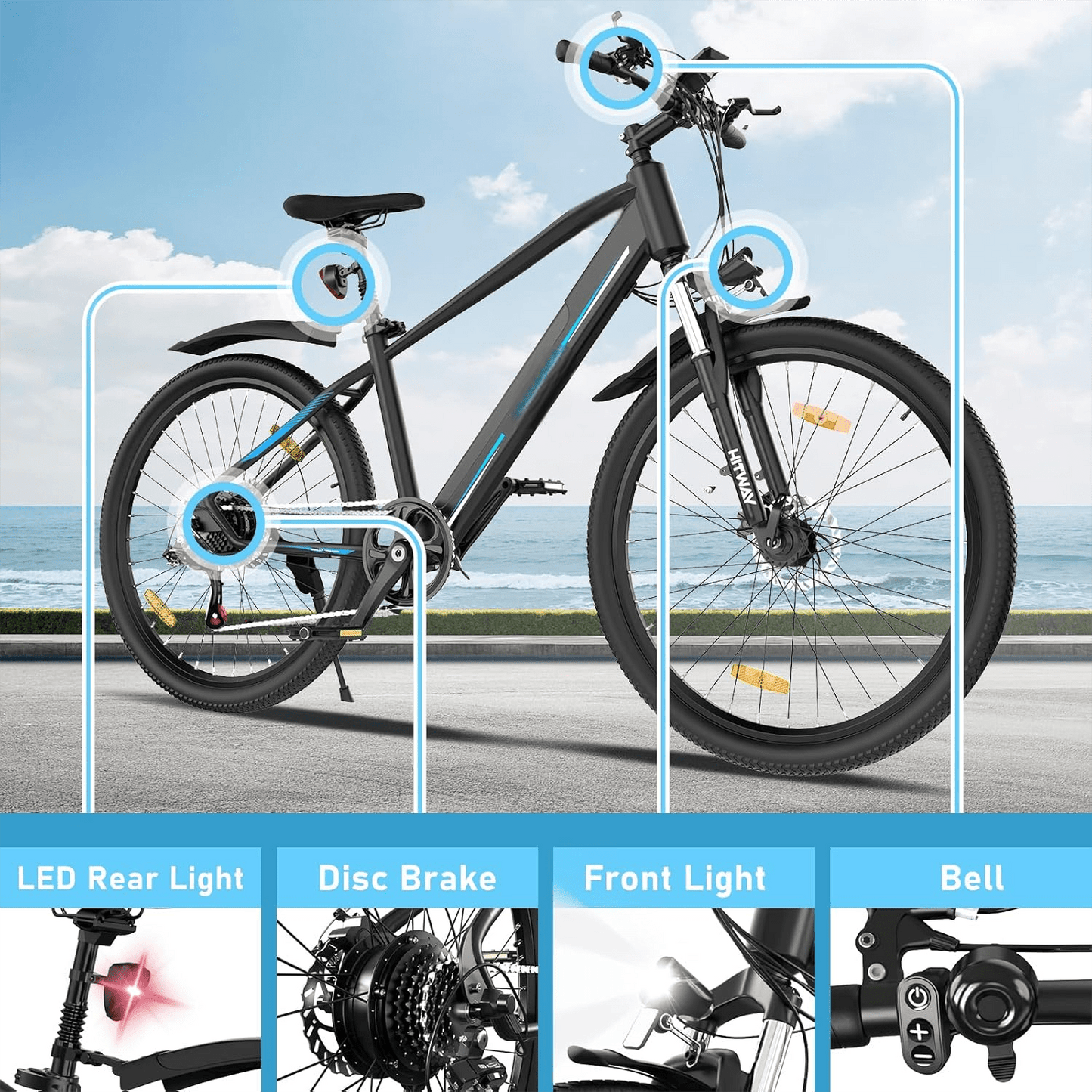 26" E-Mountainbike mit 250W Motor, 7-Gang – ideal für Stadt und Gelände - mit 36-monatiger Gewährleistung