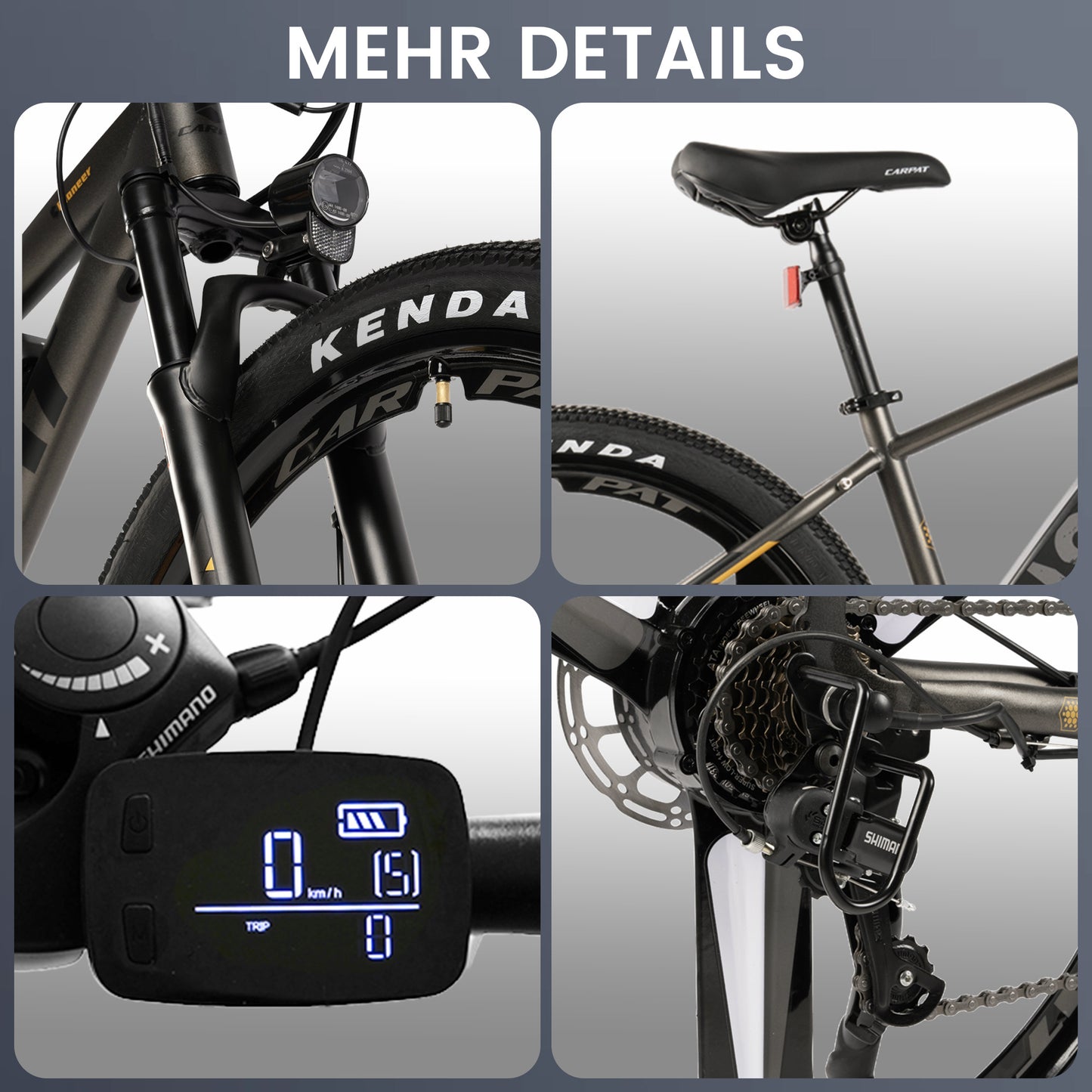 27,5" E-Mountainbike im sportlichen Design für Erwachsene, 36V 10.4Ah, 21-Gang