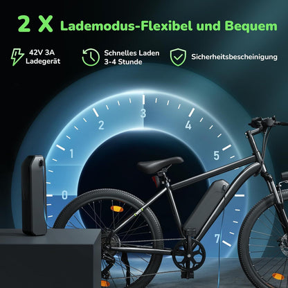 26-Zoll E-Mountainbike – sportlich, effizient & vielseitig mit 36-monatiger Gewährleistung