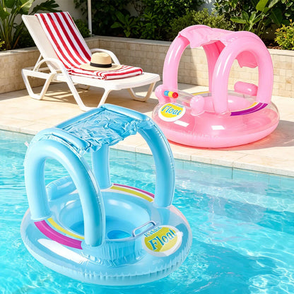 Aufblasbare Schwimmliege mit Sonnendach, stabilem Rückenlehnen-Design, schwimmende Liege für Schwimmbad und Strand