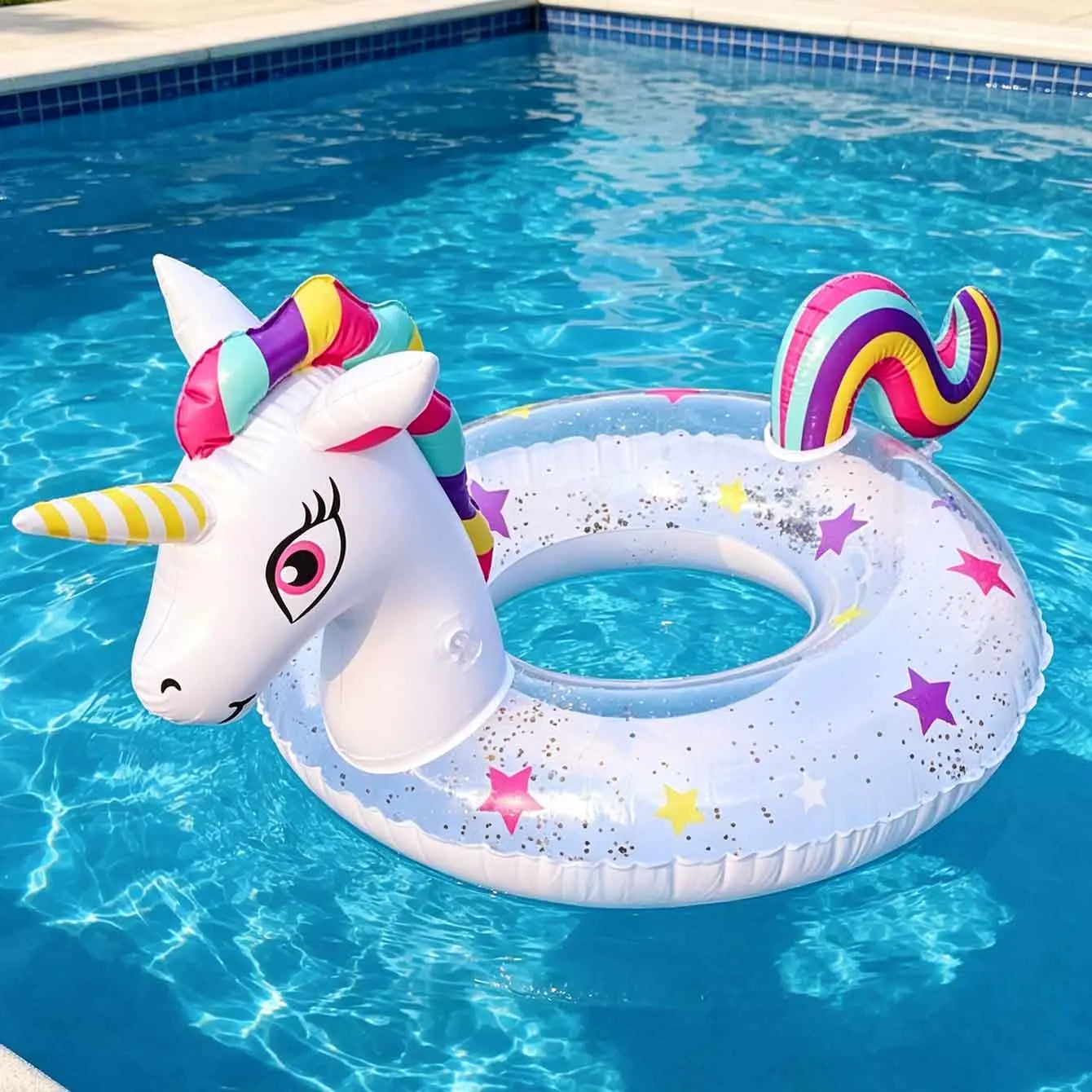 1 Stück Pool-Schwimmreifen, aufblasbares Schwimmfloß mit Griff, Wasserspielzeug für Strand und Party