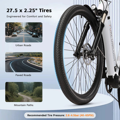 PURE UNICORN 500W Mid Drive Ebike 27,5 Zoll 35 km/h Drehmomentsensor Elektrofahrrad 48V 14Ah Samsung Batterie Rennrad für Frauen