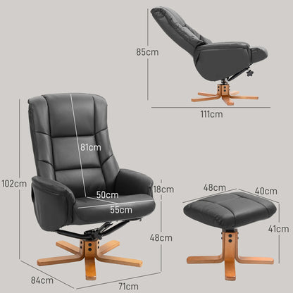 Relaxsessel AURENZO mit Hocker Drehbar Kunstleder Liegesessel 135° Braun