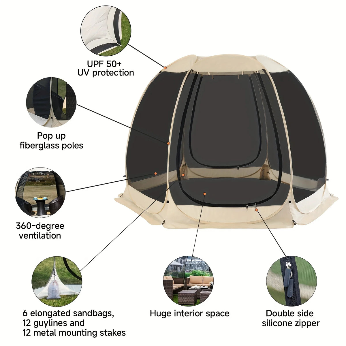 Pop Up Netzzelt 305x220cm Moskitonetz Pavillon Camping Garten Sonnenschutz
