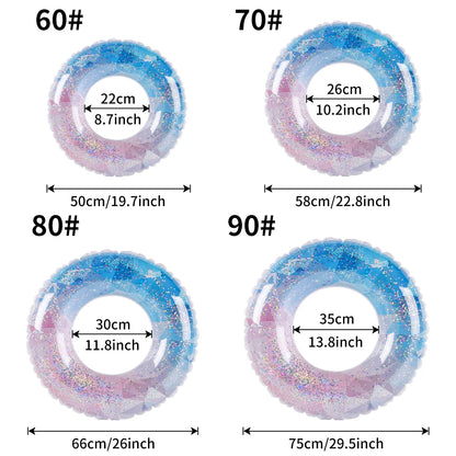 1 Stück Glitzernder Aufblasbarer Schwimmring, Erwachsenen-Pool-Float, Transparenter Schwimmring für Sommer, Strand, Wasserspielzeug, Pool-Party-Ring