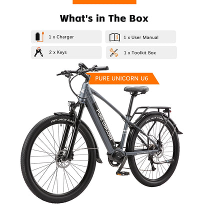 PURE UNICORN E-Bike 29 Zoll – 500W Mittelmotor, 25km/h, 90 Nm Drehmoment, 48V 14Ah Samsung Akku, 70 km Reichweite, Luftfederung & Hydraulikbremsen